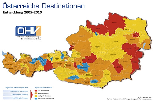 Österreichische Destinationskarte 2012 (Quelle: ÖHV)