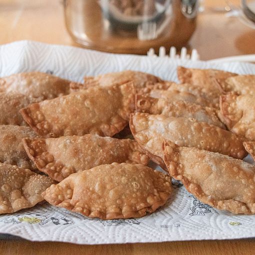 Fleischkrapfen abtropfen