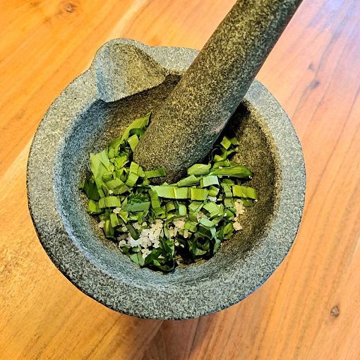 Bärlauch im Mörser