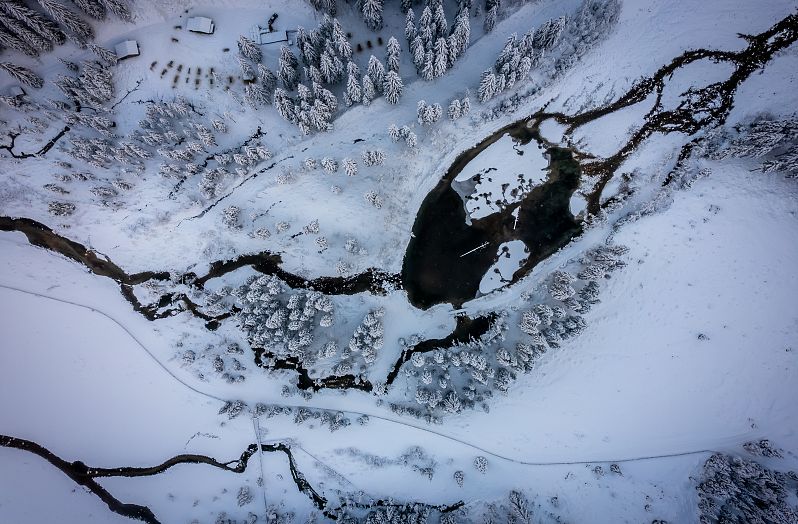 Drohnenaufnahme Talschluss Hüttschlag Winter