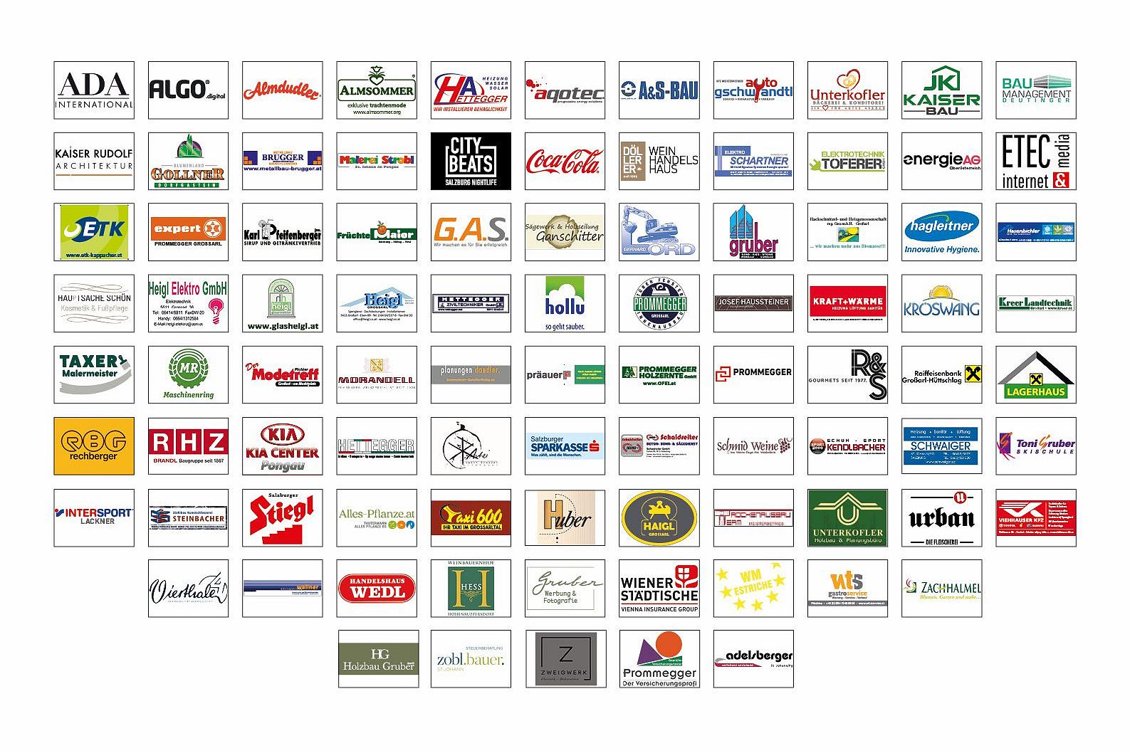 Raster aus zahlreichen Unternehmenslogos regionaler Partner und Sponsoren auf weißem Hintergrund.